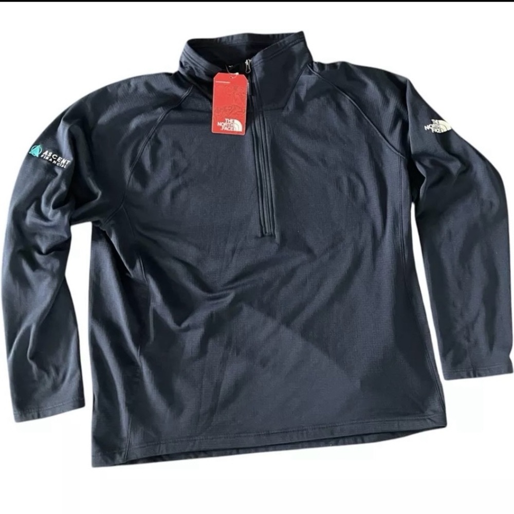 The North Face Navy Blue Mountain Peaks Quarter-Zip Embroidered Fleece XXL NWT